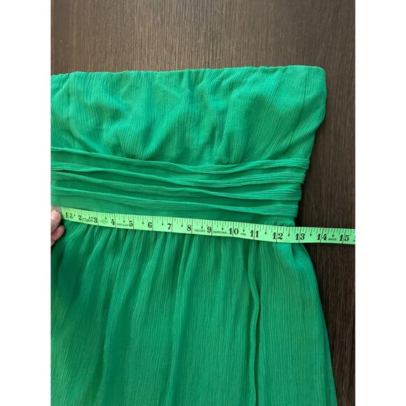 J.Crew Juliet Chiffon Green Strapless Silk Dress Size 4 - Picture 6 of 8